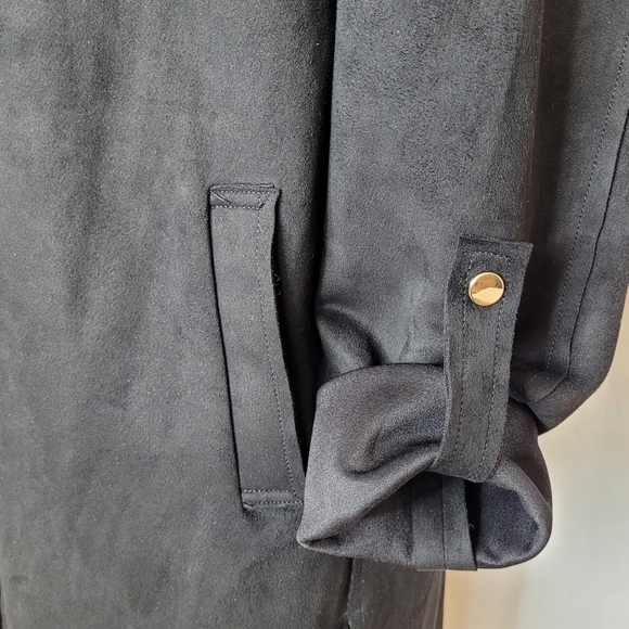 Tahari Black Faux Suede Open Front Duster Jacket - Sz XS - Picture 8 of 15